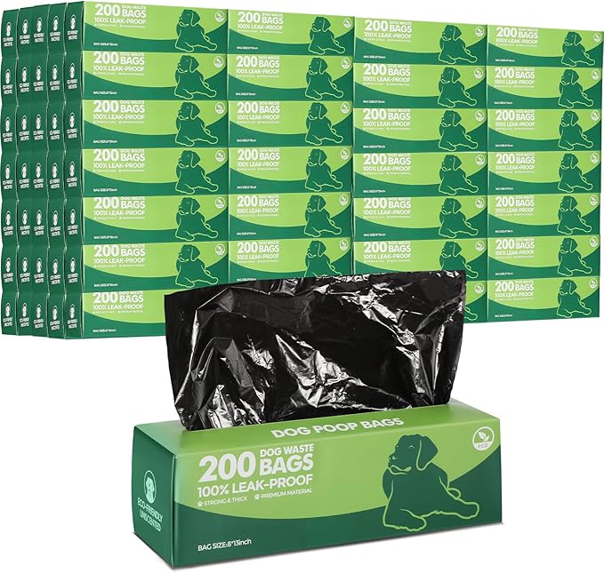 Sherr 20 Boxed Rolls 4000 Counts Dog Poop Bags Bulk Leak Proof Dog Waste Bags Universal Pet Doggy Waste Poop Box for Puppy Pets Outdoor Walking and Travel, 20 Rolls of 200(Black)