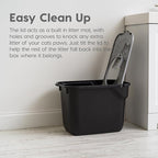 IRIS USA Cat Litter Box, Large Cat Box Enclosure, Top Entry with Litter Catching Lid, Enclosed with Scoop, Black/Gray