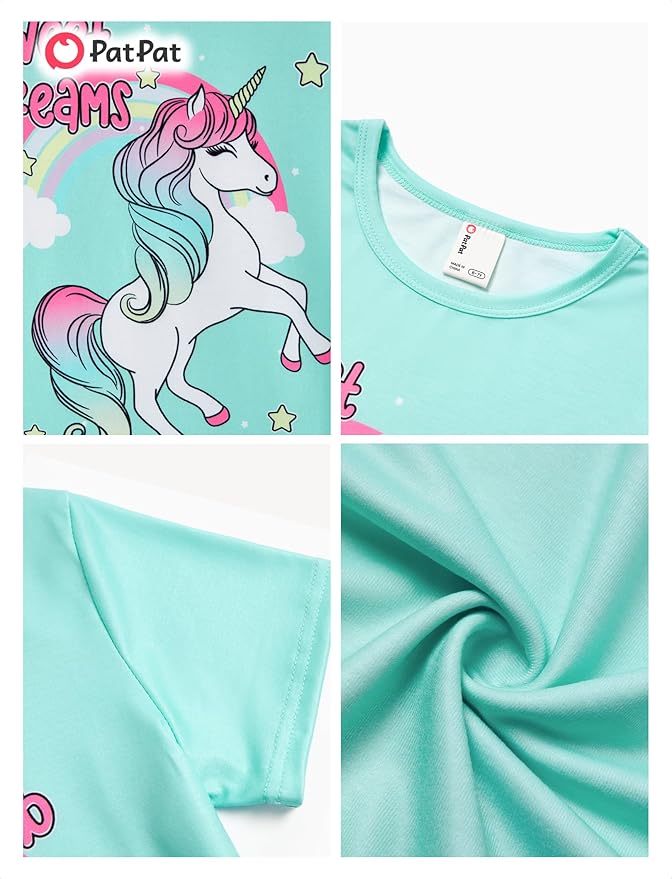 PATPAT Girls Crewneck Short Sleeve Graphic Tees Animal Print Shirts Cute Summer Outfits 5-12 Years