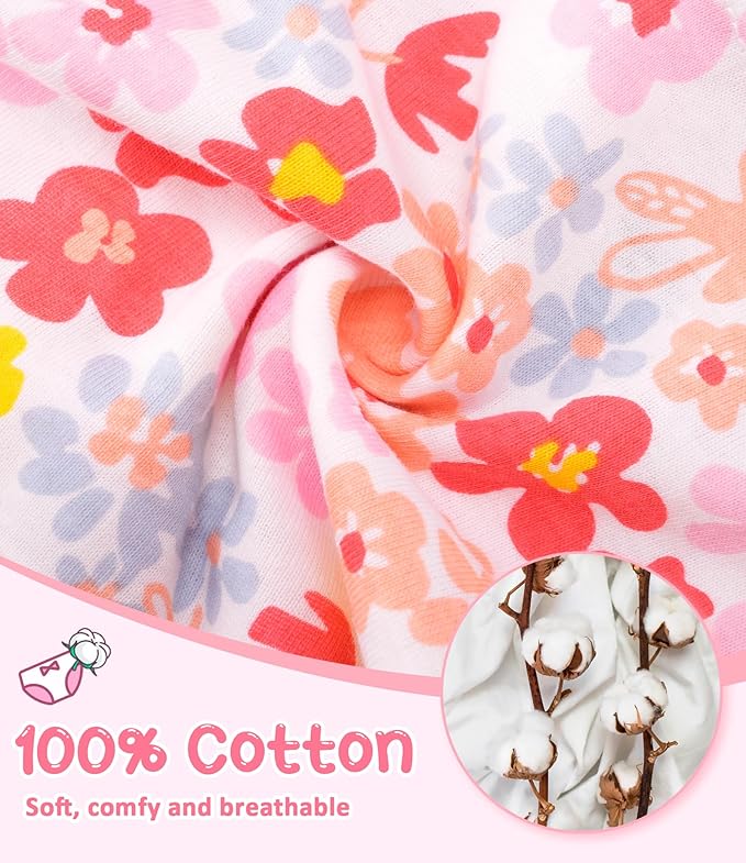 Girls and Toddlers 100% Cotton Underwear Tagless Soft Panties Size 2-3T,4-5T,6,8,10,12 (6-Pack)
