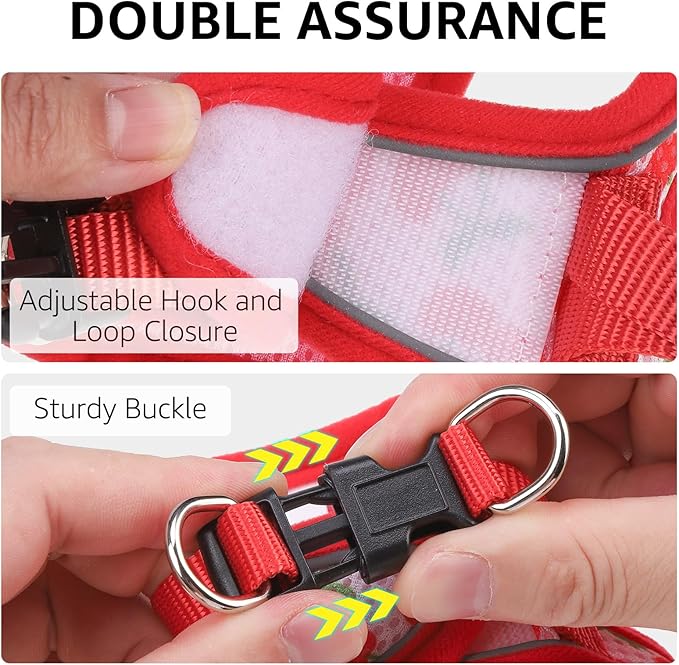 SCENEREAL Cat Harness & Leash Set Escape Proof - Adjustable Air Mesh Vest with Reflective Strips for Kittens, Puppies, Rabbits, Cherry M