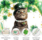 2 Pack St. Patrick’s Day Cat Collars - Breakaway Cat Collar with Bell, Green Lucky Clover Pendant, Adjustable Cute Pastel Rainbow Shamrock Kitten Collars for Boy Girl Cats