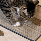 Cat Scratcher Box with 3-Layer Corrugated Board, Heavy-Duty Double-Sided Cardboard Cat Bed, Interactive Hole Design, Checkered, Large