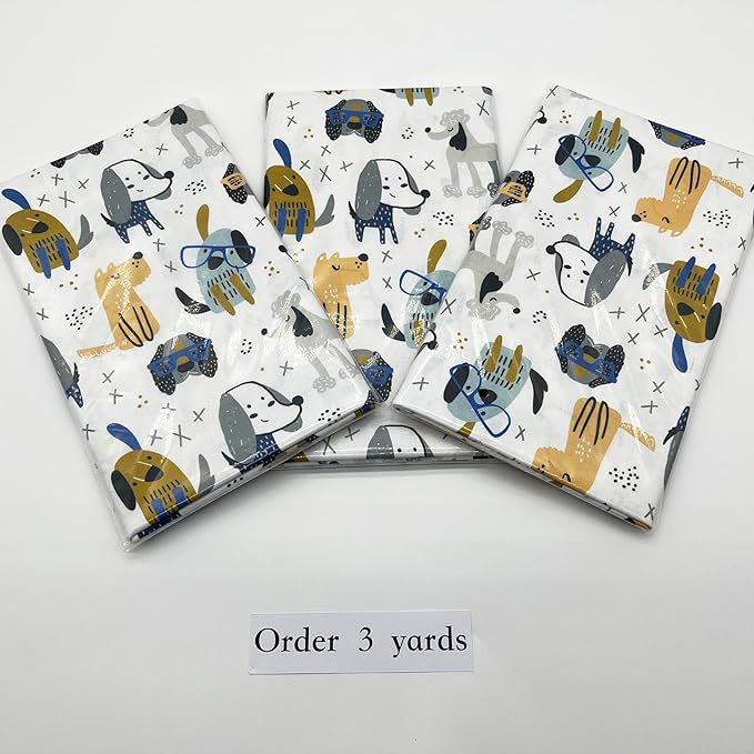 1 Yard (Pre-Cut) 43" x 36" (109cm x 92cm) Premium Floral Cotton Quilting Sewing Fabric, DIY Sewing Patchwork Supplies for Face mask Clothing Handmade Craft&Home Decoration (Cute Dog 1)
