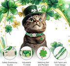2 Pack St. Patrick’s Day Cat Collars - Breakaway Cat Collar with Bell, Lucky Clover Pendant, Adjustable Cute Green Bold Shamrock Kitten Collars for Boy Girl Cats