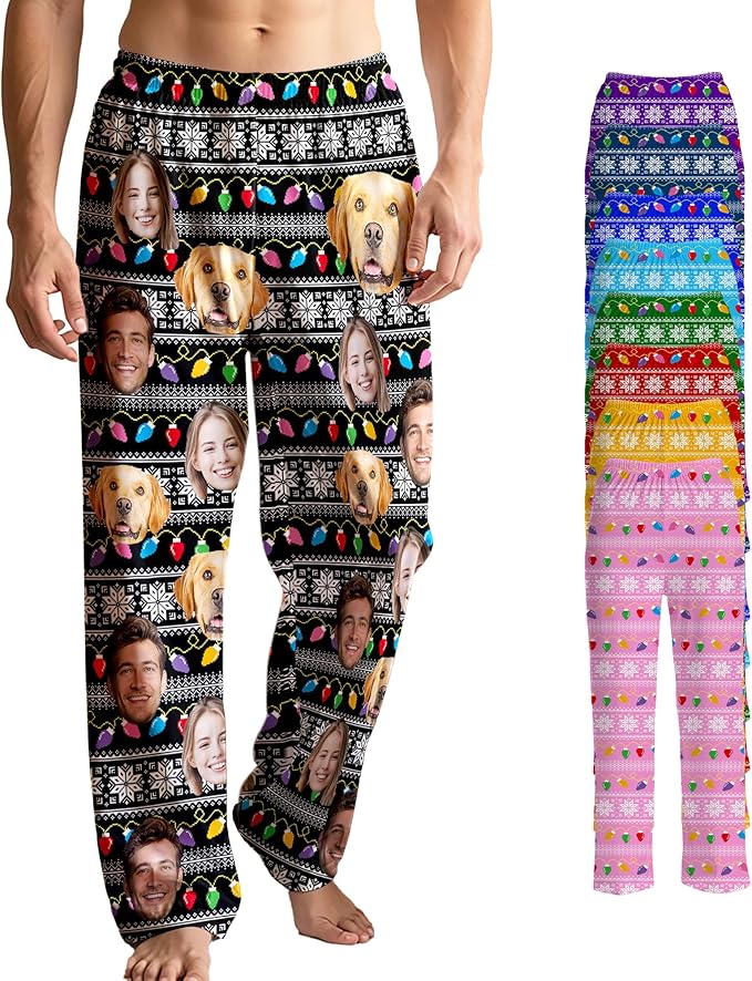 Custom Pajama Pants for Women Men, Personalized 67 Name Photo PJ Family Six Seven Matching Sleep Bottoms Birthday Xmas Gifts