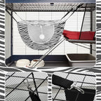 Unittype 2 Pieces Cat Cage Hammock Hanging Pet Bed Double Layer Soft Plush Hanging Pet Comfortable Hammock Bed for Indoor Kitten Ferret Hamster Rabbit or Small Animals, 2 Styles(Leopard)