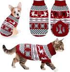 Cat Dog Christmas Sweater Pet Winter Warm Coat Pajamas Small Dog Sweaters Reindeer Snowflake Christmas Sweater for Large Cats Small Dogs (Reindeer, L)
