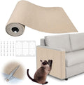 Cat Scratch Furniture Protector - 158" x 13.8" Trimmable Self-Adhesive Cats Claws Scratch Pads, DIY Cat Climbing Couch Protector for Scratch Post Cat Tree Replacement Indoor (Khaki)