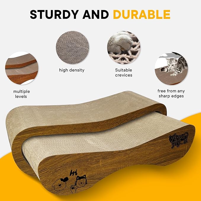 Cat Scratcher, 2 in 1 Cat Scratching Board, Cat Cardboard, Scratch Lounger for Cats as Beds & Furniture, Large, 27.44 x 9.06 x 9.06 inch