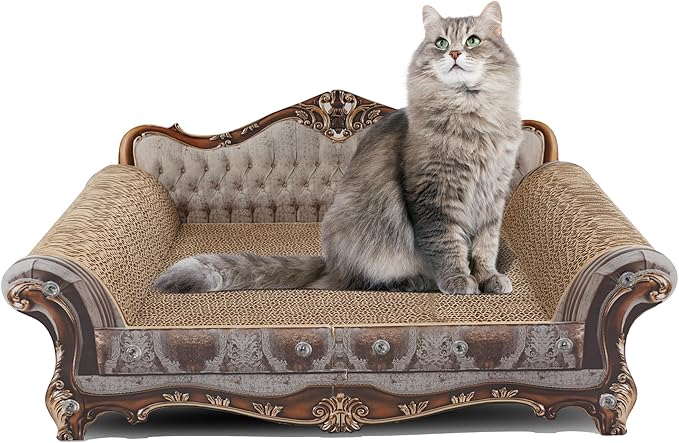 Sofa Shaped Scratching Couch,Thick Scratching Cardboard, Lounge Bed for Indoor Rest&Play, Sofa Scratcher Pad (23 "L X 12.2" W X 10.6 "H)