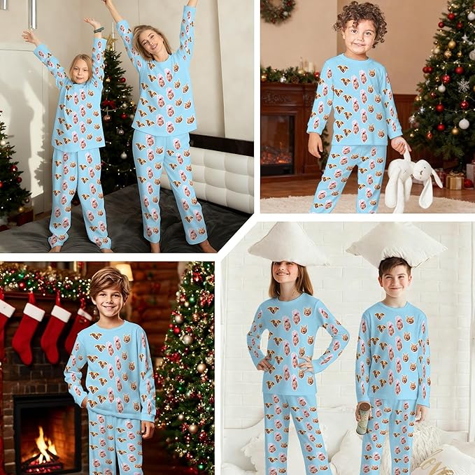 Artsadd Personalized Pajamas with Faces for Women Men Custom Christmas Pajamas Gifts for Family Couple, Funny Photo Pjs