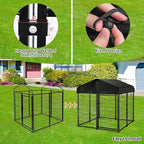 Dog Kennel Outdoor with Roof, 4'x4.2'x4.5' Welded Wire Dog Enclosures for Outside, Heavy Duty Dog Crate with UV-Resistant Waterproof Cover