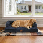 Orthopedic Dog Beds for Extra Large Dogs, Waterproof Egg Crate Foam XL Dog Bed with Sides 45x35Inch, Big Dogs Couch Beds with Removable Washable Cover and Nonskid Bottom, Navy Blue
