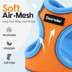 Dooradar Cat Harness and Leash Set, Escape Proof Lightweight Kitten Harness, Soft Breathable Reflective Vest for Outdoor Walking Traveling, Adjustable for Medium Cats, Orange & Blue, M
