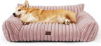 Bedsure ComfyFleece™ Cute Dog Couch for Medium Dogs - As Seen on TV on Good Day New York, Dog Couch Bed with Removable, Washable Cover, Supportive Pet Sofa, for Medium Large Dogs, 36inch, Blush Pink