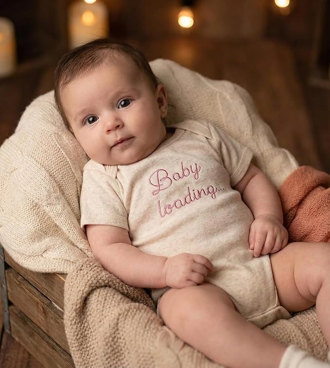 COUPLEHOODIES Personalized Baby Onesie Bodysuit – Custom Embroidery Gift for Pregnancy Reveal Baby Shower or First Grandchild