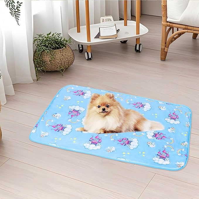 NACOCO Summer Pet Cooling Mat - Cat Dog Cushion Pad Sleeping Cool Castle Comfortable Soft for Pets Kids and Adults (Blue Castle, M)