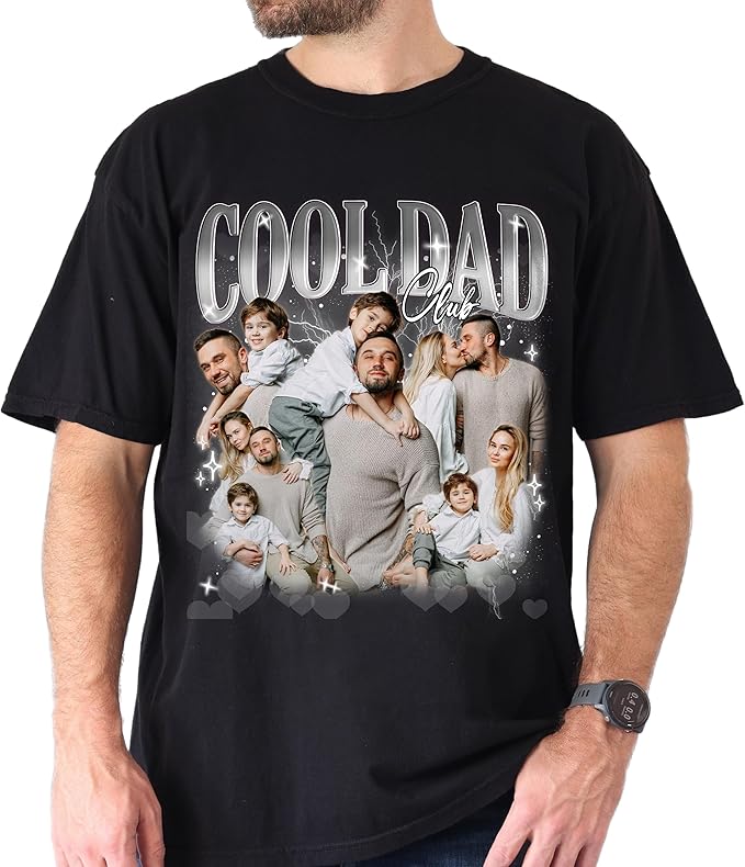 Custom Dad Shirt Personalized Picture T-Shirt for Men for New Dad Daddy Gift for Grandpa