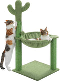 PAWZ Road Cactus Cat Tree, 33 Inchs Cat Tower with Large Soft Hammock and Fully Wrapped Sisal Scratching Post for Indoor Cats