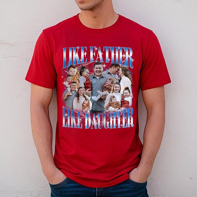 Custom Dad Shirt Personalized Picture T-Shirt for Men for New Dad Daddy Gift for Grandpa