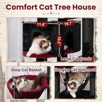 Gothic Cat Tree, Cat Tower for Large Cats with 2 Big Platforms, 2 Baskets, condo and Toys, 63" Cat Scratching Posts for Indoor Cats, Black and red GCT020BR