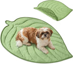 PetAmi Dog Cooling Mat, Leaf Shape, Reversible Cooling Nylon Blanket Soft Fleece Pet Pad for Dogs Cats, Summer All Season Use Q-Max>0.3, Medium 42x48 in, Sage Green