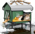 Apasiri Heated Cat House Weatherproof - Insulated Outdoor Cat Shelter with Thermostatic Heating Pad, Water Resistant 900D Oxford Feral Cat House with Anti-Peep Curtains Escape Door for Winter, Large