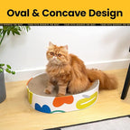 Cat Scratcher Cardboard,2 in 1 Oval Cat Scratch Pad Bowl for Indoor Kitty Grinding Claw,Round Kittens Scratching Board Corrugated Lounge Pet Beds&Furniture Protector for Couch&Carpets&Sofas