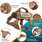 Tactical Cat Harness Khaki for Walking Esacpe Proof,Adjustable Soft Mesh Large Cat Vest with Rubber Handle Easy to Control,Molle Patches L