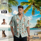 Custom Hawaiian Shirt with Face for Men, Unisex Tropical Beach Shirts Personalized Casual Funny Hawaii Button Down Shirts