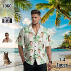 Custom Hawaiian Shirt with Face for Men, Unisex Tropical Beach Shirts Personalized Casual Funny Hawaii Button Down Shirts