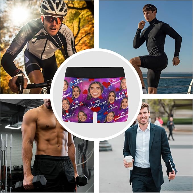 M YESCUSTOM Custom Faces Funny Short Briefs Gift for Husband Underwear