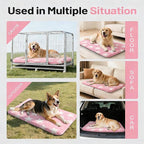 Dog Bed Mat, Reversible Crate Pad & Durable Dog Bed - Machine Washable Kennel Mat with Ultra Soft for Large Dogs (Big&Small Stars Pink, 35" L*23" W*1.5" Th)