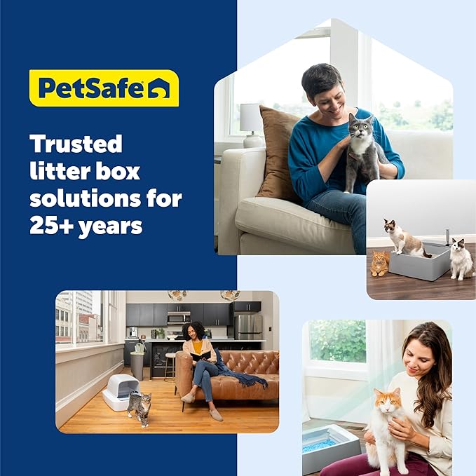PetSafe Disposable Litter Box with Litter - Collapsible No-Mess Box with Reliable Leak-Proof Protection & Superior Odor Control - Includes 4.3 lb Bag Crystal Pebbles & 8 Disposable Scoops