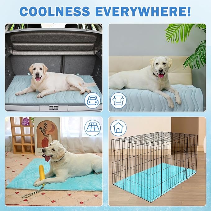 SCENEREAL Dog Cooling Mat for Crate, Thicken Self-Cooling Dog Pad Reversible (Cool & Warm), 48"x28" Pet Cool Bed for M Large XL Dogs,Kennel Sofa Mats Machine Washable, Durable Non-Toxic Gel, Outdoor