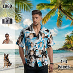 Custom Hawaiian Shirt with Face for Men, Unisex Tropical Beach Shirts Personalized Casual Funny Hawaii Button Down Shirts
