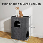 FUKUMARU Cat House for Indoor Cats, 23.62 Inch Large Cat Bed Cave Condo, 2-Storey Cozy Felt Covered Cats Tunnel Kitten Hideaway for Multicats, Scratch Resistant, Dark Grey