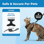 Voyager Escape-Proof Step-in Lock Cat Harness & 5ft Neoprene-Handle Leash Set All-Weather Mesh with Reflective Stitching for Small to Large Cats by Best Pet Supplies, Black (327), XXS