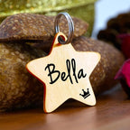 Ultra Joys Cat ID Tag Personalized Pet Tags, Durable Stainless Steel Small Pet Mini Dog Cat Tag Lightweight - Star Tag in Gold