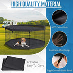 Foldable Metal Wire Dog Pen Pet Playpen Dog Fence Indoor Exercise Pen Enclosure Indoor Outdoor with Bottom Pad and Top Cover (Black 24 top Bottom Cover)