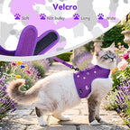 Cat Harness and Leash for Walking Escape Proof Breathable Mesh Fabric, Purple, XX-Large, Adjustable Cat Walking Jackets with DIY Beads, Padded Stylish Cat Vest
