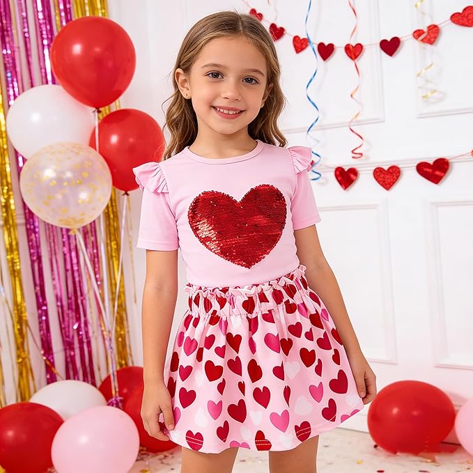 Akyzic Little Girl Skirt Outfit Two Piece Spring Summer Outfit Butterfly Dress Cat Print Skirt Toddler Girl Outfit Set