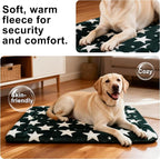 Dog Bed Mat – Soft & Comfortable Dog Kennel Pad for Crate – Durable Crate Bed & Mat for Dogs & Cats – Ideal for Crate, Kennel, and Home Use (Big&Little Stars Green, L(35"*23"*1.5"))
