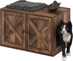 Furinno Peli Farmhouse Cat Litter Box Enclosure, Rustic Brown