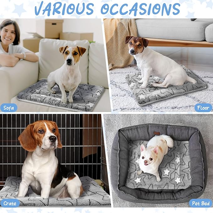 VitalCozy 2 Pack Self Warming Cat Mat Self Heating Pad Bed Reversible Machine Washable Reflects Body Heat Warm Thermal Pet Pad Crate Blanket for Feral and Indoor Cat(Double Star,22'' X 18'')