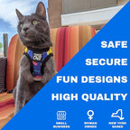 Travel Cat Harness and Leash Set - Adjustable Fit Harness and Reflective Strap - Comfort Walking Vest for Kitten for Outdoor Walking, Hiking (Small, 90s Cat)