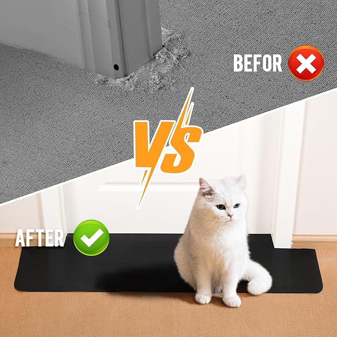 Uross Carpet Protector for Pets -3.6FT 3PCS Black Round Corner Plastic Carpet Protector, Under Door Cat Carpet Protector for Doorway, Anti Cat Scratch Carpet Mat, Stop Cats from Scratching Carpet