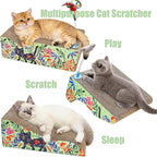 WUWEOT 2 in 1 Cat Scratching Board, Removable Cardboard Scratching Pad, Large Cat Lounge Sofa with Detachable Toy for Indoor Cats to Rest, Grind Claws and Play