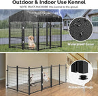 Sino Luban 2PCS Outdoor Dog Kennel Outside Run with Doggy Door&Waterproof Roof - 4x4x4.6FT Large Dog Kennels Pens Outside for Small/Medium Dogs - Heavy Duty Cage Yard (Can Connect to Your Dog House)